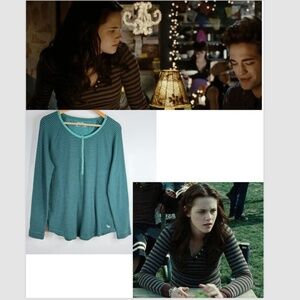 Energie Stripe Waffle Henley Alt ASO Bella Swan Twilightcore Long Sleeve Y2K XL